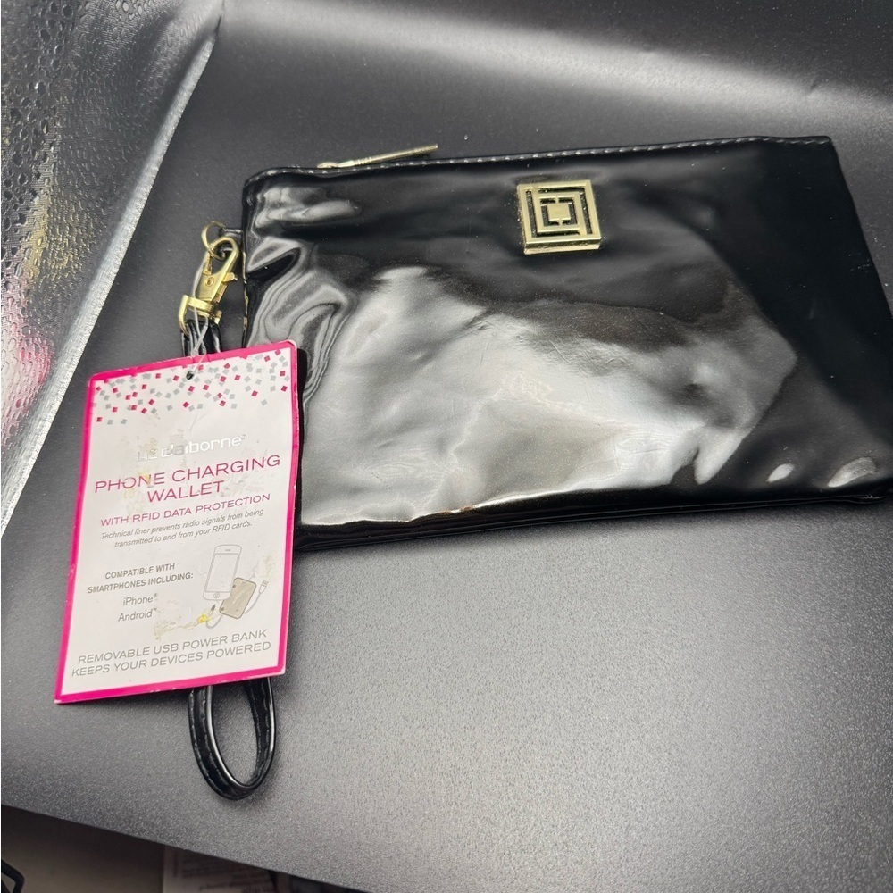Liz Claiborne Black Phone Charging Wallet New with tags- Has power bank